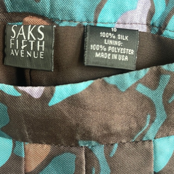 Saks Fifth Avenue Women's Floral A-Line Silk Skirt Size 10 Multicolor - Picture 7 of 7
